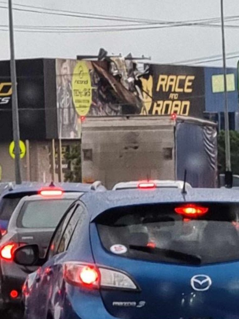 Damage to the roof of a business in Archerfield. Picture: Nathan Drummond