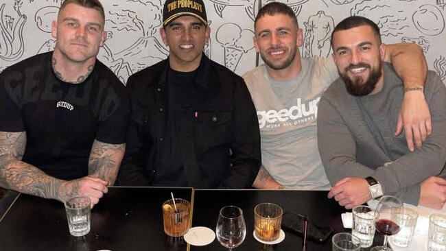 A social media photo showed Josh Dugan with three friends at Fratelli Paradiso restaurant in Potts Point.