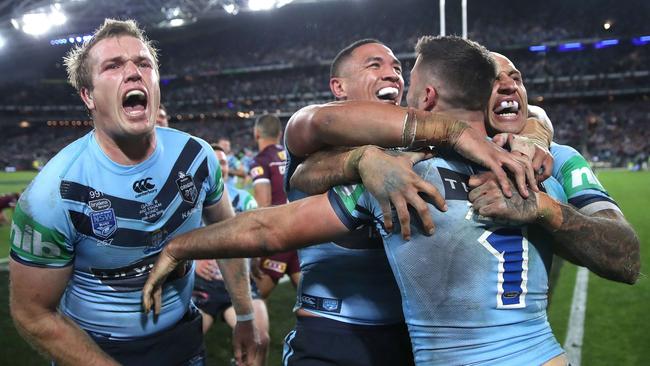 NSW celebrate a breathless late triumph. Image: Phil Hillyard