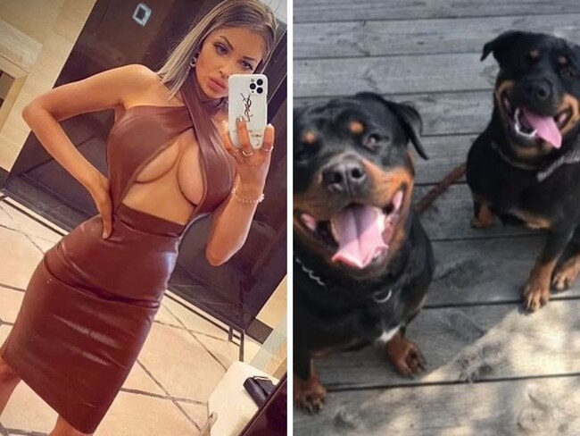 A young woman who was viciously attacked by her pet Rottweilers has broken her silence.