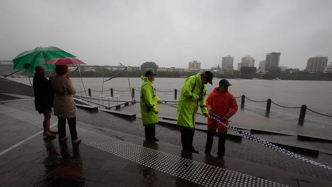 January 2011: Eagle Street walkway pier closed due to floods. Picture: Supplied