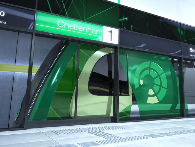 An artist's concept of a Suburban Rail Loop at Cheltenham.