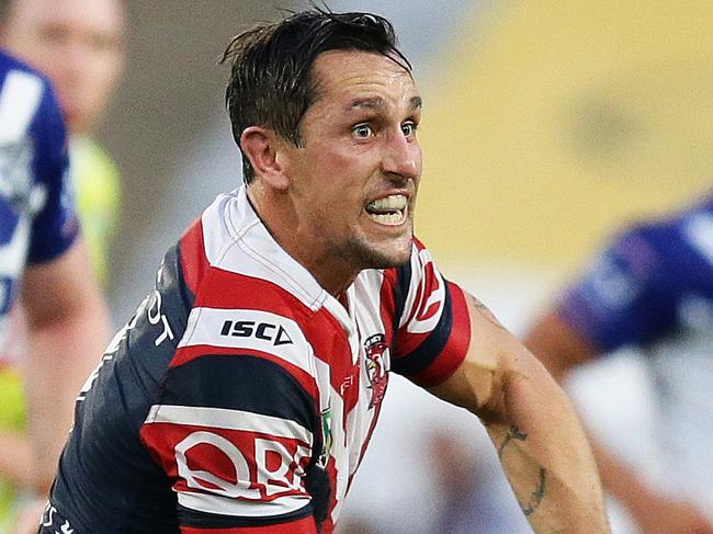 Roosters Mitchell Pearce during the Bulldogs v Sydney Roosters rugby league game at ANZ Stadium, Homebush. Pic Brett Costello