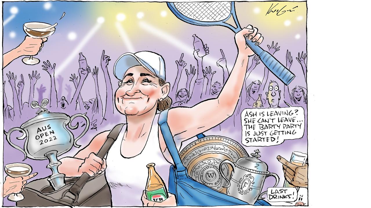 Mark Knight pays tribute to tennis champ Ash Barty after her shock retirement in his latest cartoon for Kids News.