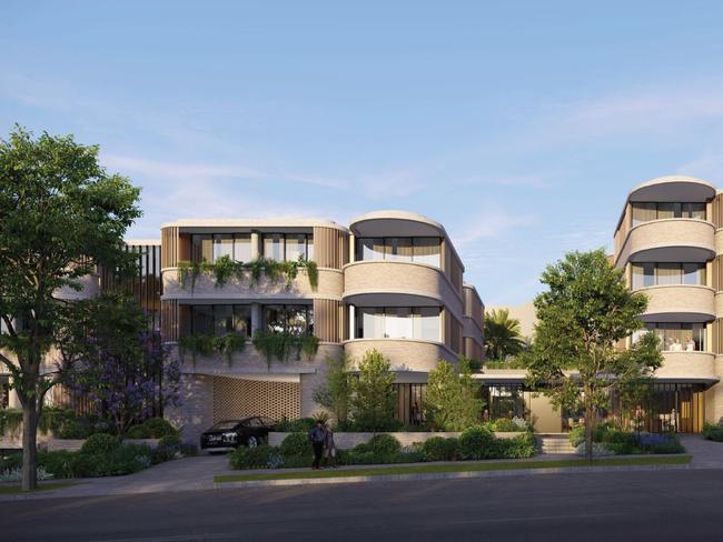 Artistic impression of the new $35 million apartment complex proposed to be built at the corner of Old South Head Road and Oceanview Ave, forecasting the demolition of a series of roadside properties and the construction of 31 units.