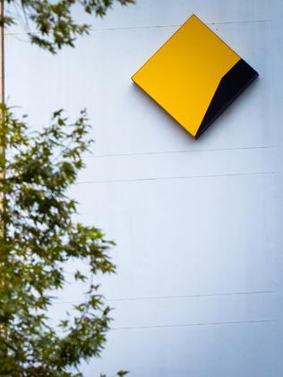 16/02/2012 BUSINESS: The Commonwealth Bank of Australia logo is displayed at a bank branch in Sydney, Australia, on Thursday, Feb. 16, 2012. Commonwealth, the nation's largest bank, said Feb. 15 that profit in the six months ended Dec. 31 climbed 19 percent to A$3.62 billion from a year earlier, helped by fewer soured loans. Photographer: Ian Waldie/Bloomberg Pic. Bloomberg Supplied