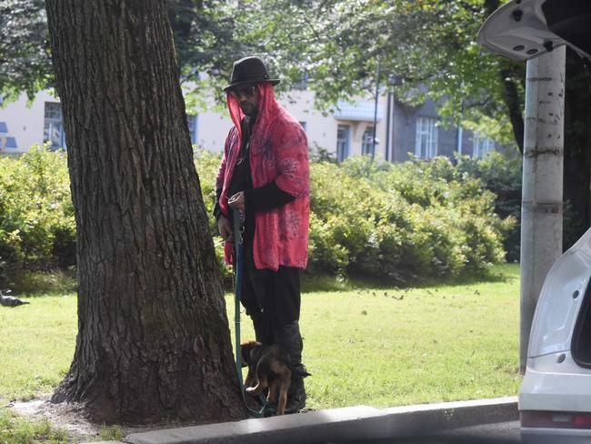 Troubled television star Bam Margera was pictured peeing in the street in Finland.