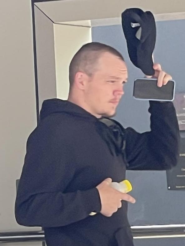 Jake Leslie Charles Albrecht leaves Toowoomba Courthouse after being sentenced on November 1, 2023, for dangerous driving.