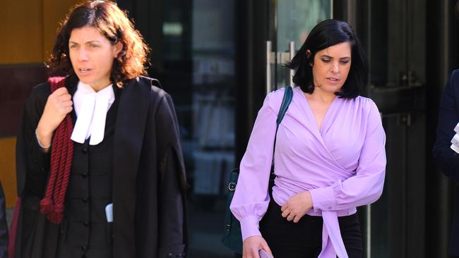 Barrister Sue Chrysanthou and Moira Deeming outside the Federal Court in Melbourne. Picture: NewsWire / Luis Enrique Ascui