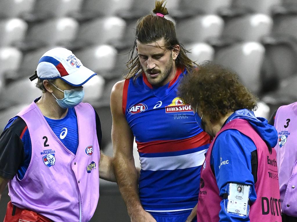 Bruce suffered a season-ending ACL injury against Essendon in round 21. Picture: Quinn Rooney / Getty Images