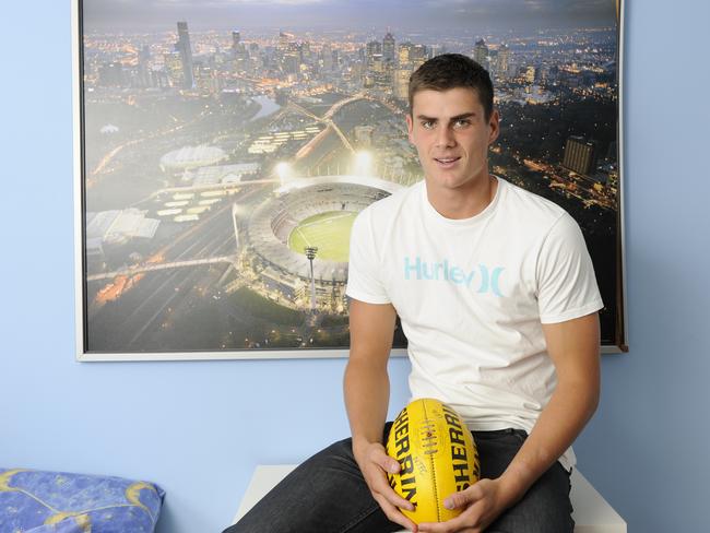 Tom Boyd pictured at his Ringwood home the year he was drafted. Picture: Lawrence Pinder