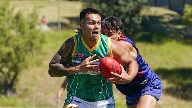 AFI World 9s at Box Hill Rugby Club at RHL Sparks Reserve. Cook Island v Samoa. Dion Teuira (Cook Island). Picture: Valeriu Campan