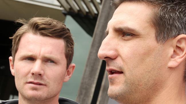 AFLPA President Matthew Pavlich and board member Patrick Dangerfield met earlier this month. Picture: Alison Wynd