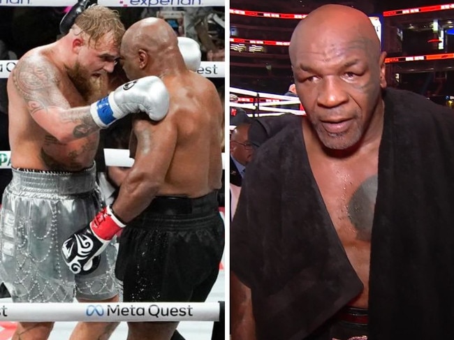 Jake Paul and Mike Tyson after the fight.