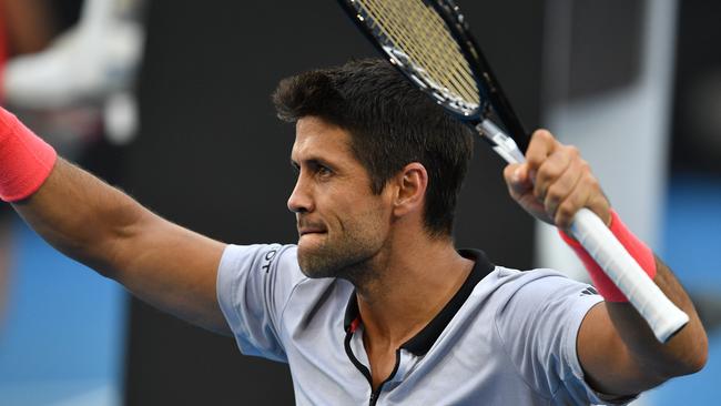 Spaniard Fernando Verdasco during the now defunct World Tennis Challenge at Memorial Drive Park in Adelaide in January. Picture: AAP Image/David Mariuz