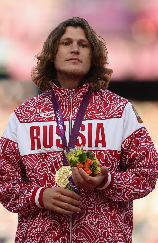 Gold medallist Ivan Ukhov of Russia on the podium during the medal ceremony for the Men's High Jump at the London 2012 Olympic Games. Picture: Getty Images