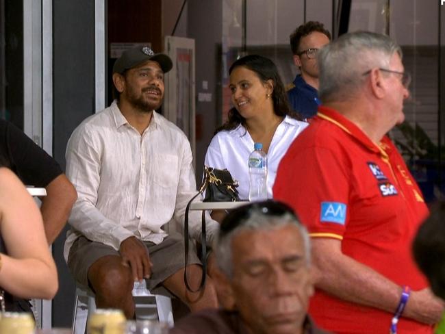 Cyril Rioli watching the Hawks play on Thursday night in Darwin. Picture: Fox Footy