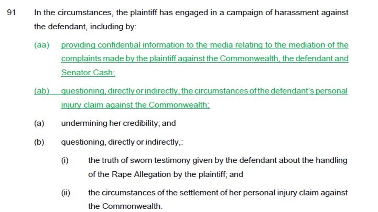 ‘In the circumstances, the plaintiff has engaged in a campaign of harassment against the defendant,’ the defence alleges.