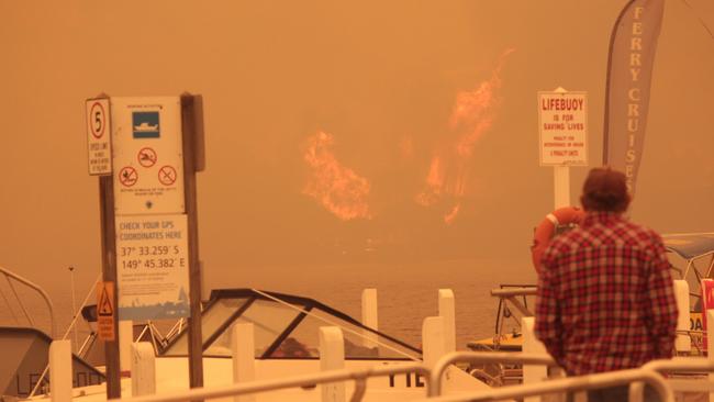 Fires from the Mallacoota wharf. Pictures: Trevor Jay