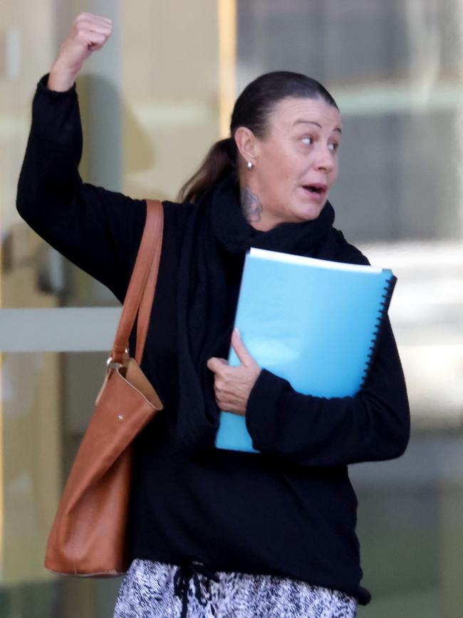 Marguerita McGill, 50, pleaded guilty in the Brisbane District Court on George St on Thursday to a charge of unlawfully supplying dangerous drugs within a correctional centre after she was busted smuggling drugs in to her incarcerated son. Picture: Steve Pohlner