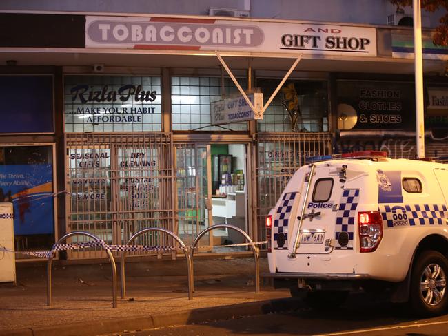 Police at the scene in Footscray. Picture: David Crosling