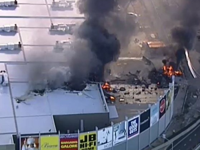 The plane crash at Essendon Airport. Picture: Twitter