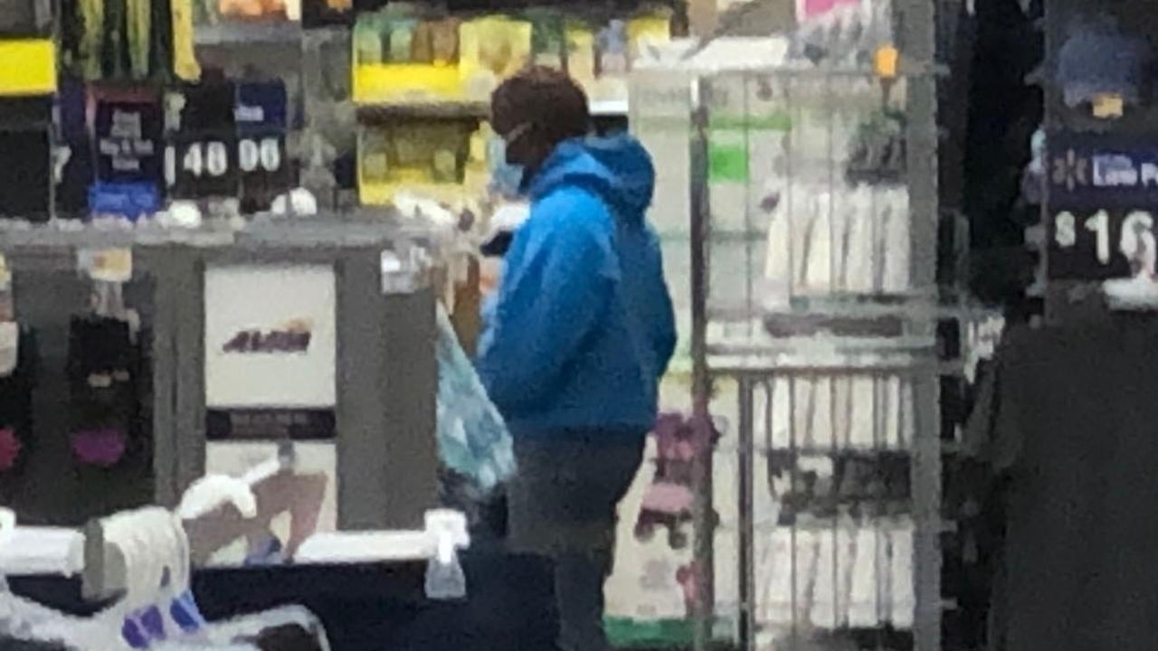 Kanye wore a face mask as he shopped for kids clothes as the Walmart. Picture: Backgrid.