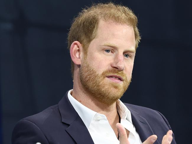 NEW YORK, NEW YORK - DECEMBER 04: Prince Harry, The Duke of Sussex, speaks during the New York Times annual DealBook summit at Jazz at Lincoln Center on December 04, 2024 in New York City. The NYT summit with Andrew Ross Sorkin returns with interviews on the main stage including Sam Altman, co-founder and C.E.O. of OpenAI, Jeff Bezos, founder and executive chairman of Amazon and owner of the Washington Post, former U.S. President Bill Clinton and Prince Harry, The Duke of Sussex, among others. The discussions will touch on topics such as business, politics and culture. (Photo by Michael M. Santiago/Getty Images)