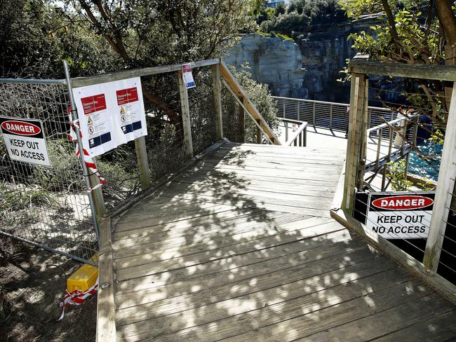 Diamond Bay boardwalk following death of a woman off the cliffs in August. Picture: John Appleyard