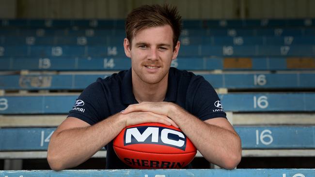 Sam Docherty after his arrival at Visy Park.