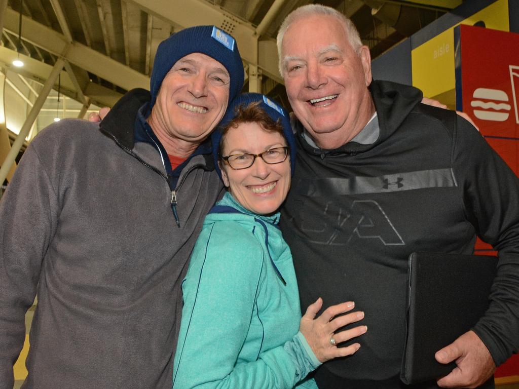 Ian Kennedy, Lindsay Wallace, Paul Donovan at Vinnies CEO Sleep Out at CBUS Stadium, Robina. Picture: Regina King