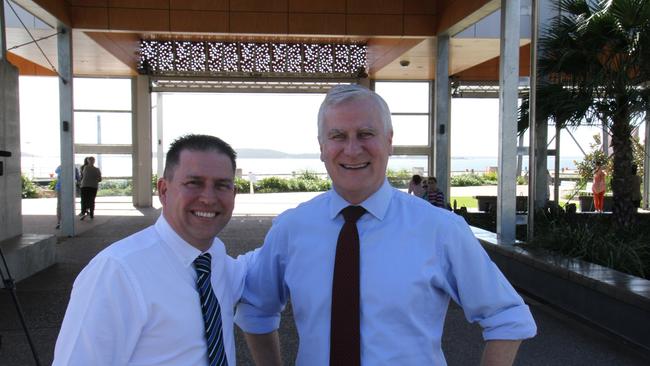 Gladstone Mayor Matt Burnett with Deputy Prime Minister Michael McCormack at Gladstone. The Deputy PM says the nation "owes a debt of gratitude" to Gladstone for helping keep the economic wheels of Australia turning during COVID. Picture: Rodney Stevens