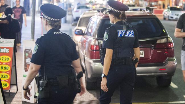 SA Police officers patrol Hindley St. Picture: Tom Huntley