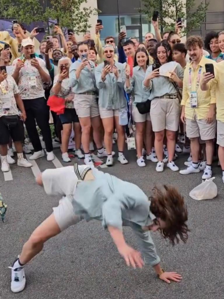 Raygun breakdancing in the Olympic Village for Australian athletes.