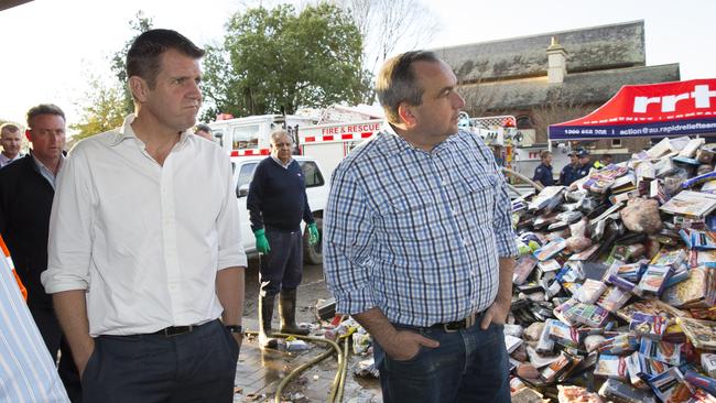 NSW Premier Mike Baird visits at the rubbish mountain in Picton.