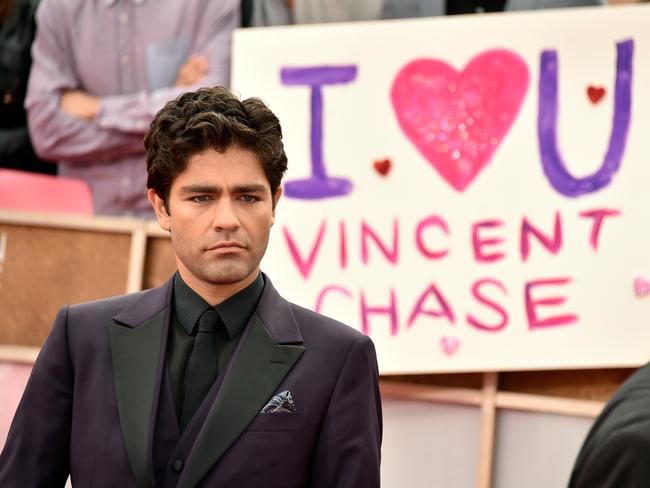 Entourage’s Adrian Grenier attends the 72nd Annual Golden Globe Awards after filming scenes for the franchise’s upcoming movie.