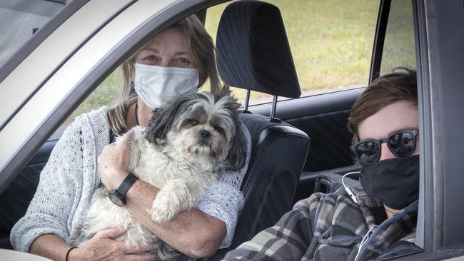 Kingston Covid testing site, Jane Herbert and her son Jakob Lockley of Montagu Bay. Picture: Chris Kidd