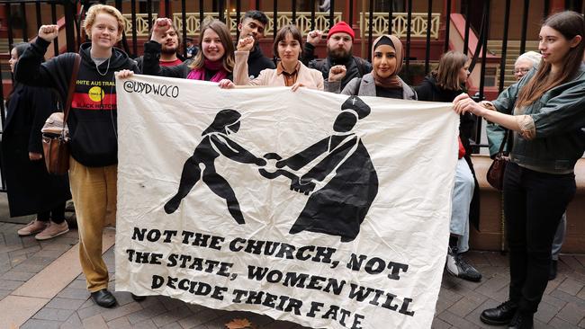 Protesters outside State Parliament House in support of the bill. Picture: Tim Hunter