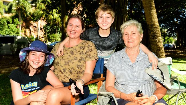 Mother's Day at Anzac Park; Allison Lambert with kids Audrey 12 and Kaiden Lambert 10 with Grandma Carmel McGrath