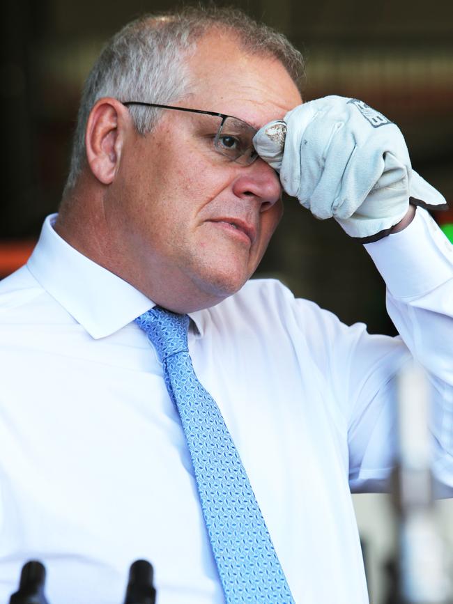 Scott Morrison visits Quarry Mining at Beresfield in NSW. Picture: Peter Lorimer.