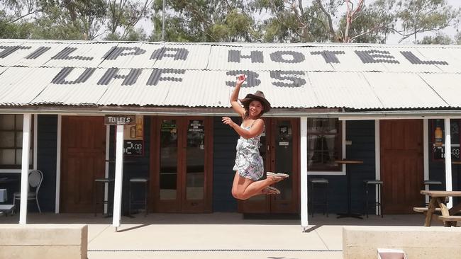 German backpacker Miriam Quasdorf at the Tilpa Hotel.