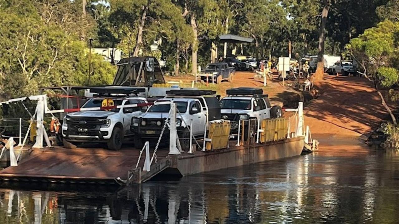 The Jardine River Ferry stuck in the middle of the Jardine River on Thursday, June 5. Picture: Facebook