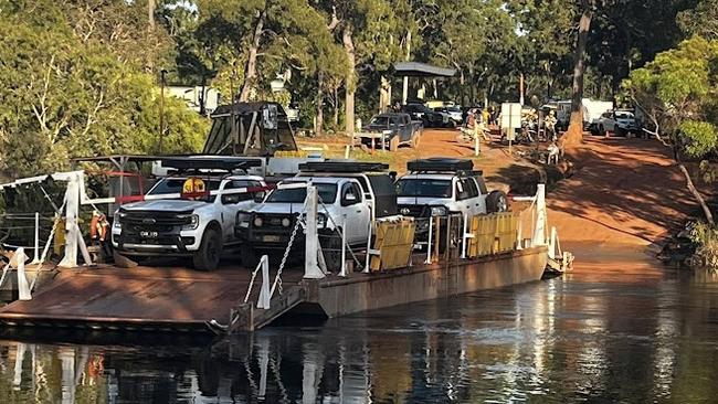 The Jardine River Ferry stuck in the middle of the Jardine River on Thursday, June 5. Picture: Facebook