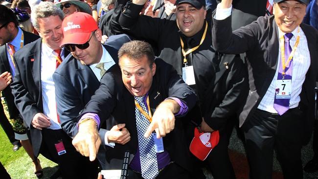 Fiorente's owners celebrate winning the Melbourne Cup. Picture: Mark Evans