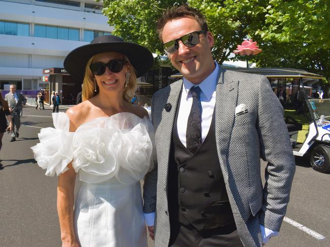 Guests in striking racewear at Penfolds Derby Day at the Flemington Racecourse on Saturday, November 02, 2024: