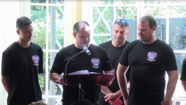 The Gassa Ski Race team paid tribute to their mate on Tuesday. Picture: Tobin Brothers Funerals