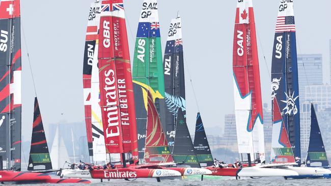 A general view of a race during day two of competition of SailGP New York. Picture: Luke Hales/Getty Images