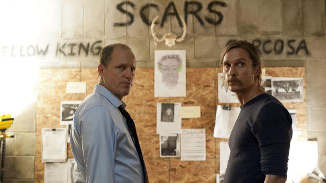 Powerhouse ... Woody Harrelson as Martin Hart and Matthew McConaughey as Rust Cohle in True Detective.