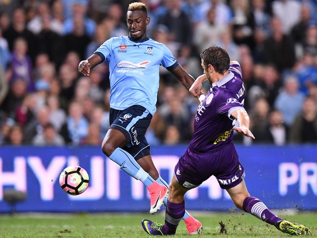 Sydney FC's Bernie Ibini tore his hamstring in the semi-final against Perth Glory. Picture: AAP