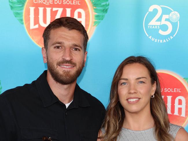 MELBOURNE, AUSTRALIA - MARCH 27 2024Marcus Bontempelli and Neila walk the red carpet for the Australian premiere of Cirque du Soleil show Luzia, under the Big Top at Flemington Racecourse.Carrie Bickmore, Nathan Buckley, Billy Slater, Eddie Betts, Vince Colosimo, Billy Brownless, Marc Murphy, Bont, Matildas player Chloe Logarzo, Sam and Snezana Wood, Sam Frost Picture: Brendan Beckett